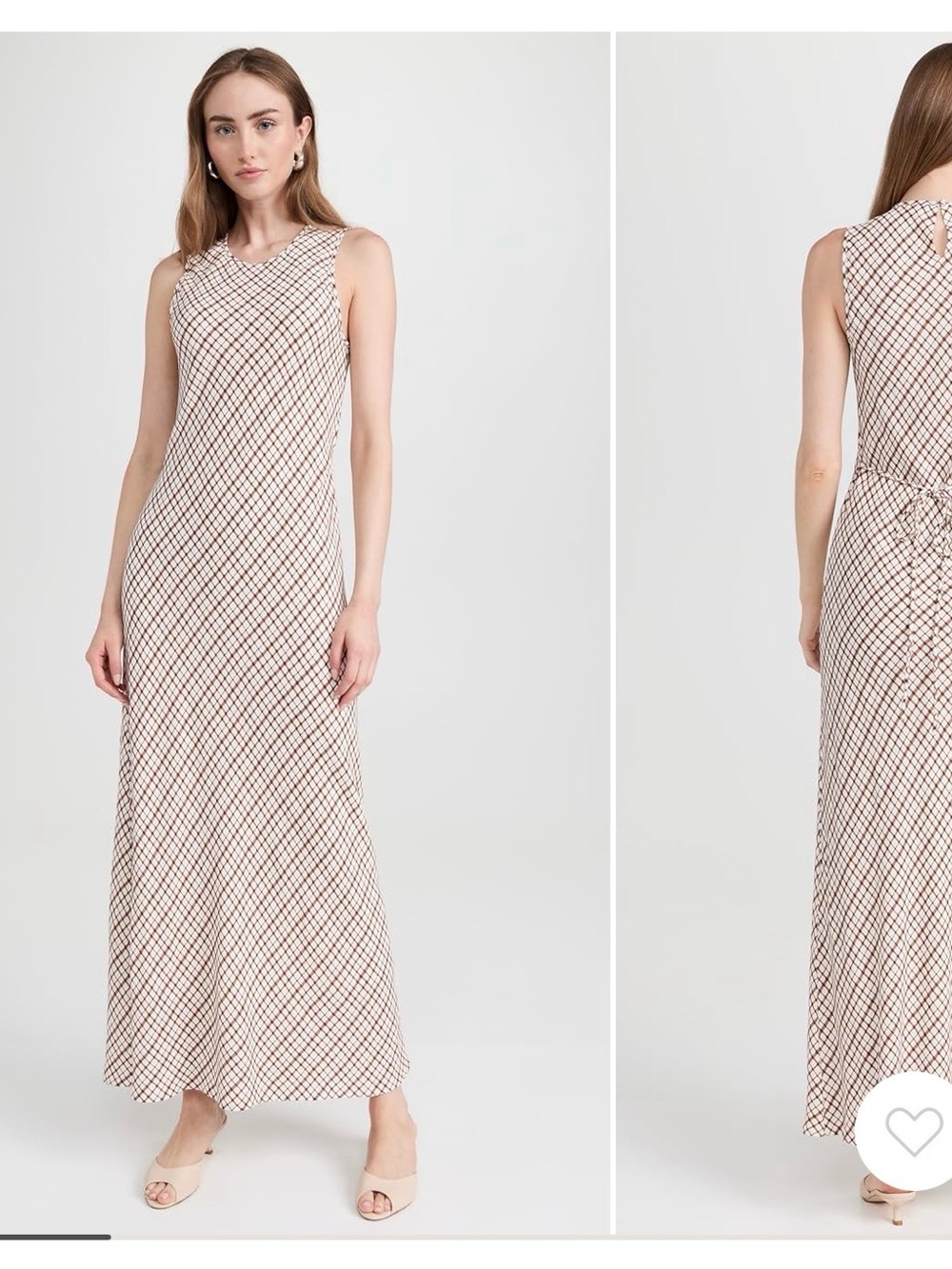 Wayf Sleeveless Beige Plaid Maxi Dress - Elegant Everyday